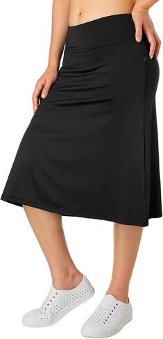 Women Midi Knee Length Skorts Skirts with Zipper Pockets,26" Long Swim Skorts with Underneath in Saudi Arabia