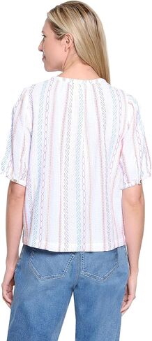 Truluxe Women's Embroidered Stripe Button Up in Saudi Arabia