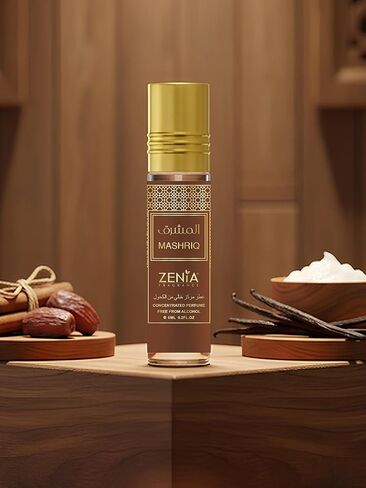 Zenia Mashriq Perfume Oil Roll-On – 6ml / 0.2oz | Long Lasting Concentrated Fragrance Oil with Cinnamon, Dates, Praline, Vanilla & Amberwood in Saudi Arabia
