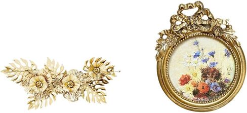 Ornate Metal Wall Art with Picture Frame - 20.7x8.3 inch European Vintage Sculpture for Home Decor, Wedding Gift in Saudi Arabia