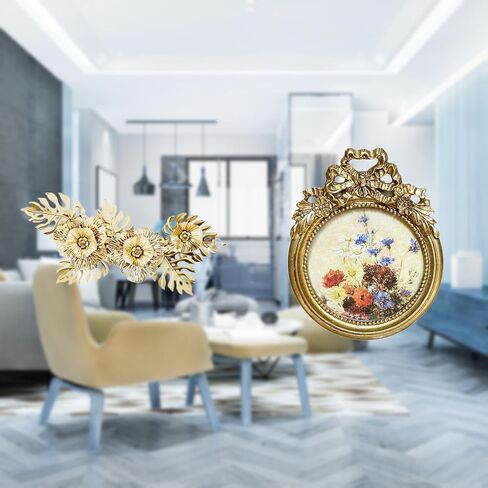 Ornate Metal Wall Art with Picture Frame - 20.7x8.3 inch European Vintage Sculpture for Home Decor, Wedding Gift in Saudi Arabia
