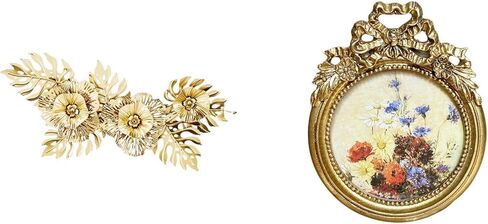 Ornate Metal Wall Art with Picture Frame - 20.7x8.3 inch European Vintage Sculpture for Home Decor, Wedding Gift in Saudi Arabia