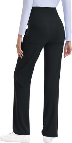 QBK Women's Maternity Scrub Pants Straight Cargo Work Pants with 6 Pockets 4-Way Stretch in Kuwait