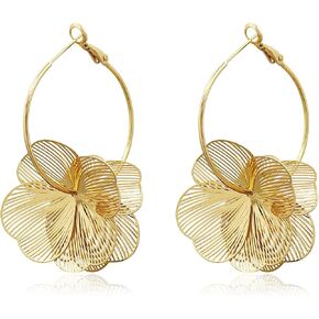 Gold Flower Earrings for Women Chunky Boho Statement Flower Dangle Earrings in Saudi Arabia