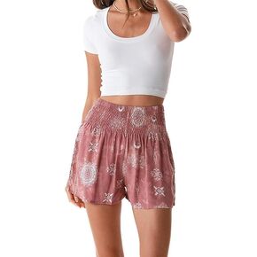 Lotus and Luna Flowy Beach High Elastic Waisted Boho Shorts in Saudi Arabia