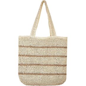 TOFUNTOY Straw Beach Bag for Women Summer Handmade Woven Shoulder Beach Tote Bag Large Capacity Tote Bag for Summer Vacation in Saudi Arabia