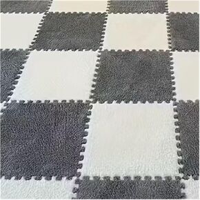 Solid Color Carpet Soft Plush Puzzle Mat BPA-Free Interlocking Foam Living Room Rug Warm Non-Slip Washable Floor Protector Home Decor Mat(White Gray,30x30cm 12Pcs) in Kuwait