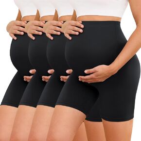 VALANDY Creamlush 4 Pack Maternity Shorts 5"- Over The Belly Soft Stretchy Maternity Biker Shorts for Yoga Workout Lounge in Kuwait