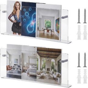 2 Packs Acrylic Magazine Holder Wall Mount Acrylic Display Vinyl Records Holder, Clear Bookshelves Wall Decor Hanging Magazine Holders for Waiting Room, Living Room in Saudi Arabia