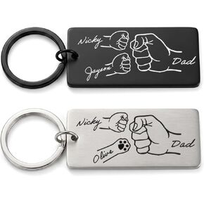 Personalized Fist Bump Keychain, Custom Engraved Kids Name Key Chains, Father Day Gifts for Husband, Family Name Keepsake in Kuwait