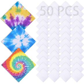 50 PCS 100% Cotton White Bandana bulk for tie dye blank bandanas pack cotton handkerchiefs Unisex Bandanas Men Head Wrap in Saudi Arabia