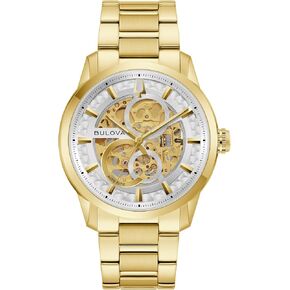 Bulova Men's Automatic Sutton Watch, Gold-Tone Stainless Steel Case & Silver-White Dial (Style: 97A201) in Kuwait