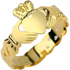 14k Yellow Gold Claddagh Ring with Trinity Band in Saudi Arabia