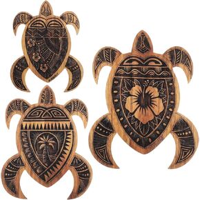 Yerliker 3 Sizes Wooden Hawaiian Sea Turtle Wall Decor Rustic Beach Coastal Turtle Wall Art Vintage Beach Ocean Hanging Decoration for Pool Home Lake House Bathroom Garden Outdoor Indoor(Black) in Kuwait