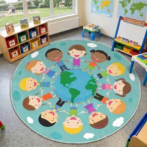 5.9 ft Large Circle Time Classroom Rug Elementary, Classroom Reading Corner Rug Back to School Reading Calming Corner for Preschool Kindergarten Learning Space Playroom Nursery(Dotty) in Saudi Arabia