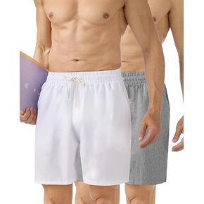 Men's 5" Drawstring Shorts 2-Pack, Summer Beach Shorts for Men, Breathable with Pockets, for Vacation, Daily Wear in Saudi Arabia