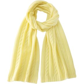 Soft Warm 100% Cashmere Scarf for Women Lightweight Luxury Cable Stitch Scarves Yellow in Saudi Arabia