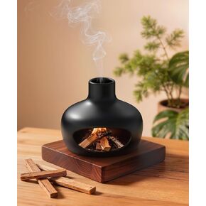 Palo Santo Holder - Modern Chiminea Incense Burner for Yoga, Meditation, and Anxiety Relief - Wood Sticks Dish, Sage Ash Catcher, Smudge Bowl, Cone Burner - Cauldron in Saudi Arabia