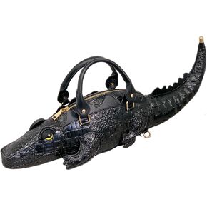 Men PU Leather Unique Novelty 3D Crocodile Shape Handbag Purse Removable Strap Crossbody Shoulder Bag for Women in Saudi Arabia