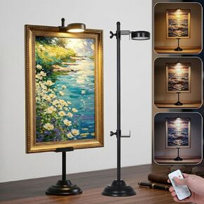 Adjustable Tabletop Easel Stand with Magnetic Wall Painting Light,Black Picture Frame Holder Stand Holds Picture Frames up to 29 Inch,Picture Easels for Display with Dimmable Frame Light (1 Pack) in Saudi Arabia