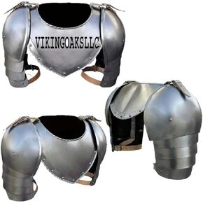 Medieval Iron Gorget Spaulders Arm Shoulder Set | Viking Crusader Pauldrons Warrior Armor Steel Handmade Neck Protector | SCA LARP Knight Metal Shoulder Guard Vambrace Pair Silver Adult in Saudi Arabia