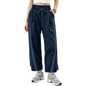 Seiciviy Womens Workout Track Pants Wide Leg Baggy Casual Elastic Waisted Striped Lightweight Y2K Trendy with Pocket in Kuwait