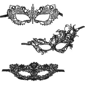 Mikovivi 3pcs Masquerade Masks for Women, Elegant Venetian Lace Couples Party Masks for Mardi Gras Halloween Prom Carnival & Themed Events Costume Dress-Up (Black) in Saudi Arabia