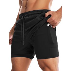 Aolesy Men's Gym Shorts with Liner 5"/7" Lightweight Running Shorts Mesh Workout Athletic Shorts with 5 Pockets in Saudi Arabia