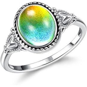 JUDE Jewelers Oval Shaped Stone Mood Indicator Color Changing Moon Stone Wedding Engagement Promise Statement Ring in Saudi Arabia