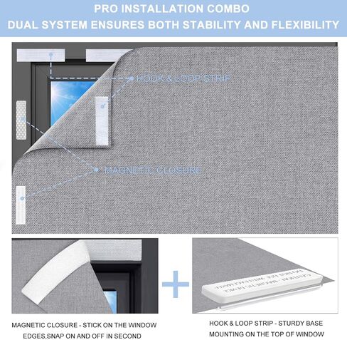100% Blackout Linen Curtains for Bedroom 59x118Inch, Temporary No Drill Cuttable Magnetic Black Out Window Cover, Removable Wrinkles Window Shades and Blackout Blinds for Bedroom, Nursery, RV in Saudi Arabia