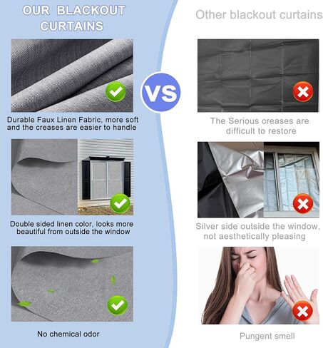 100% Blackout Linen Curtains for Bedroom 59x118Inch, Temporary No Drill Cuttable Magnetic Black Out Window Cover, Removable Wrinkles Window Shades and Blackout Blinds for Bedroom, Nursery, RV in Saudi Arabia