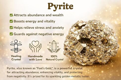 Natural Raw Pyrite Crystal Cluster – Stone of Prosperity & Confidence – Healing Crystal for Meditation, Yoga, Reiki, Chakra Balancing & Home Office Decor – Energy Manifestation Mineral in Saudi Arabia