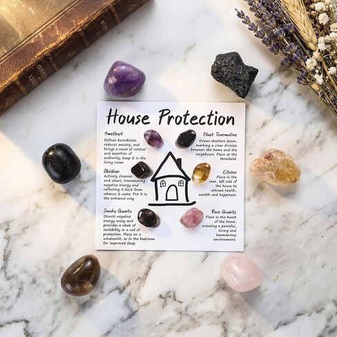 Leinuosen 14 Pcs House Protection Crystal Gift Set Spiritual Cleansing Smudge Sage Smudge Kit Includes Healing Crystals Palo Santo Spiritual Tools New Home Blessing Gift for Negative Energy Removal in Kuwait