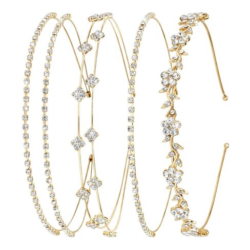 4 Pcs Silver Rhinestone Headband, Bridal Wedding Crystal Tiara Crown Hair Accessories for Women Girls Flower Girl Prom Formal Events (sliver) in Kuwait