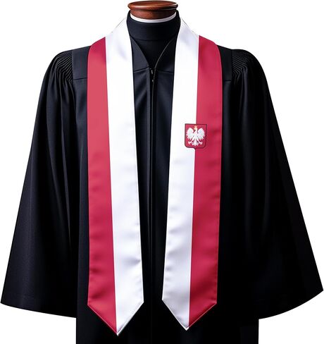 Poland Flag Graduation Stole Sash for Study Aboard International Students Adult Unisex Gifts in Saudi Arabia