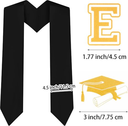 hoyuwak custom graduation stole,31 Inch (62" Total) Satin with DIY Iron-On Letters & Numbers Kit (A-Z, 0-9, Patterns) (Black) in Kuwait