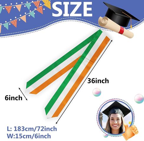Flag Graduation Stole Sash, Flag Graduation Shawl Sash Stole Wraps Scarf For International Study Pride Women Men (Ireland) in Kuwait