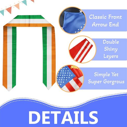 Flag Graduation Stole Sash, Flag Graduation Shawl Sash Stole Wraps Scarf For International Study Pride Women Men (Ireland) in Kuwait