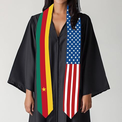 2026 Cameroon Flag and USA Flag Graduation Stole Graduation Sash Class of 2026 Graduation Scarf for International Student (Baccalaureate Gown and Hat Not Included) in Kuwait