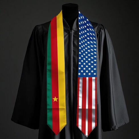 2026 Cameroon Flag and USA Flag Graduation Stole Graduation Sash Class of 2026 Graduation Scarf for International Student (Baccalaureate Gown and Hat Not Included) in Kuwait