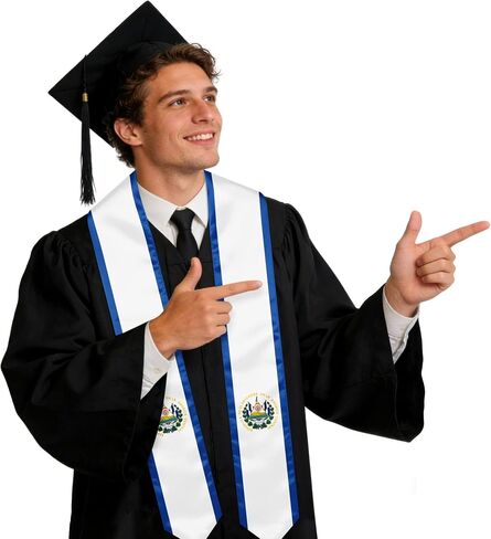 El Salvador Graduation Sash Stole International Study Abroad Unisex Country Flag Graduation Scarf in Kuwait