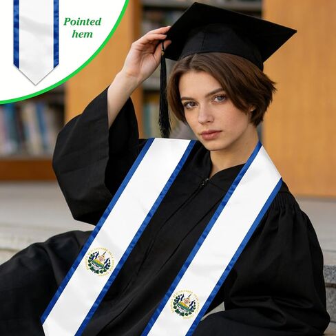 El Salvador Graduation Sash Stole International Study Abroad Unisex Country Flag Graduation Scarf in Kuwait