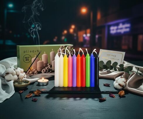 Pliadvbu Mini Spell Chime Taper Candle Set of 20, 4 Inch Tall Unscented Rituals Candles for Altar Meditation Supplies RitualsTaper Candle (Multicolor, Set of 20) in Saudi Arabia