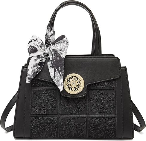 FOXLOVER Genuine Leather Purses for Women Embroidery Crossbody Top-handle Satchel bag with Adjustable Strap in Kuwait