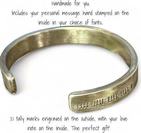 21st Anniversary Heavyweight Handmade Brass Cuff Bracelet Gift for Husband in Kuwait