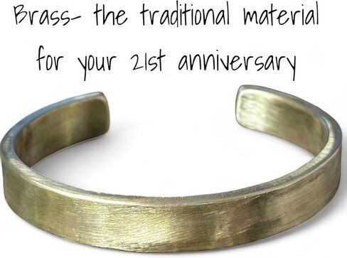 21st Anniversary Heavyweight Handmade Brass Cuff Bracelet Gift for Husband in Kuwait