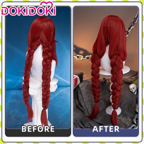 KIRA KIRA Anime Riyo Reaper Cosplay Wig 100 Long Red Hair Fishtail Braid Halloween Cosplay Wig for Women in Kuwait