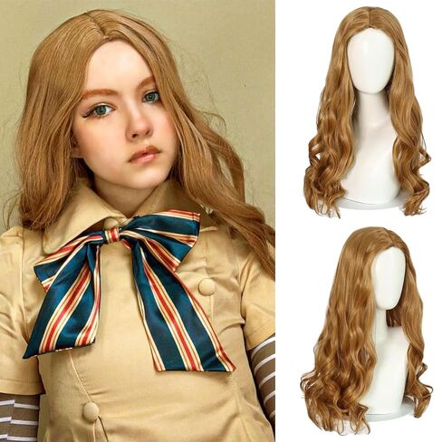 Long Black Curly Wig with Necklace Black Fluffy Anime Princess Wig for Women Heat Resistant Synthetic Hair for Halloween Cosplay Party Costume in Saudi Arabia
