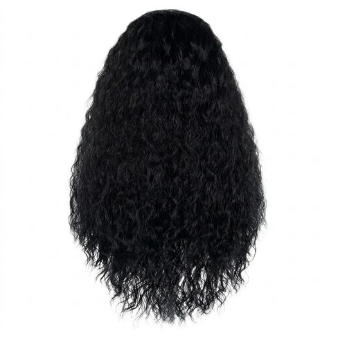 Long Black Curly Wig with Necklace Black Fluffy Anime Princess Wig for Women Heat Resistant Synthetic Hair for Halloween Cosplay Party Costume in Saudi Arabia