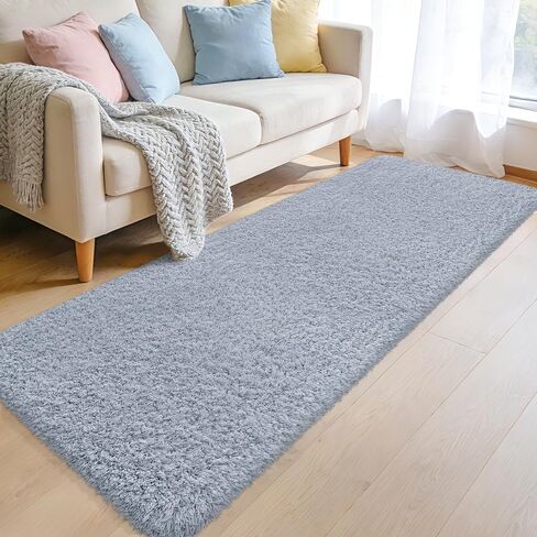 Soft Runner Rugs for Bedroom Black Shag Runner 2x6 Ft Hallway Runner Plush Shaggy Carpet Non Slip for Bedside Sofa Living Room Dorm in Saudi Arabia